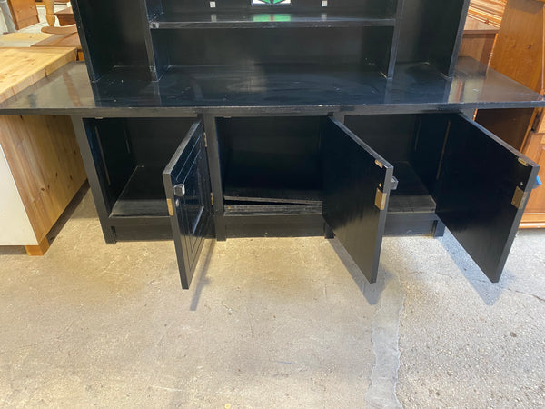 Custom Made Black Sideboard with Stained Glass