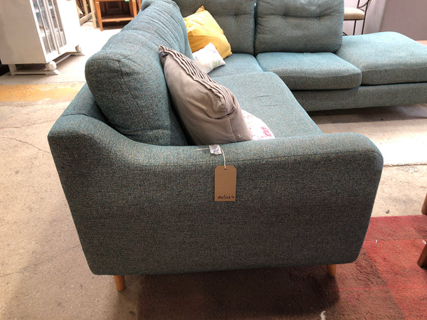 Contemporary Blue Fabric Corner Sofa