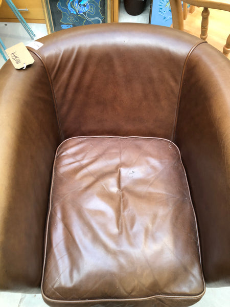 Brown Faux Leather Armchair