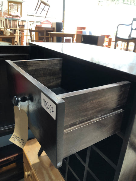 Contemporary Dark Stained Compact Sideboard with Wine Rack