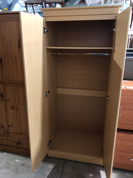 Wooden Veneer Double Wardrobe with Hanging Rail- REF