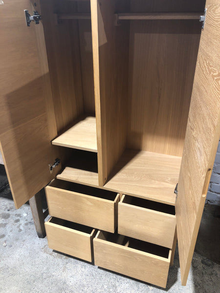 REF - Solid Oak Compact Wardrobe