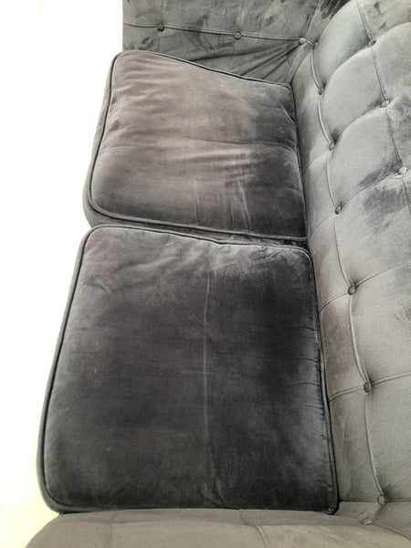 Chesterfield Style Grey Velvet Sofa