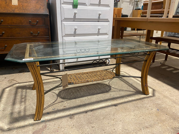 Glass & Wicker Coffee Table