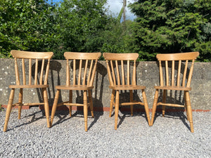 Four Farmhouse Pine Dining Chairs