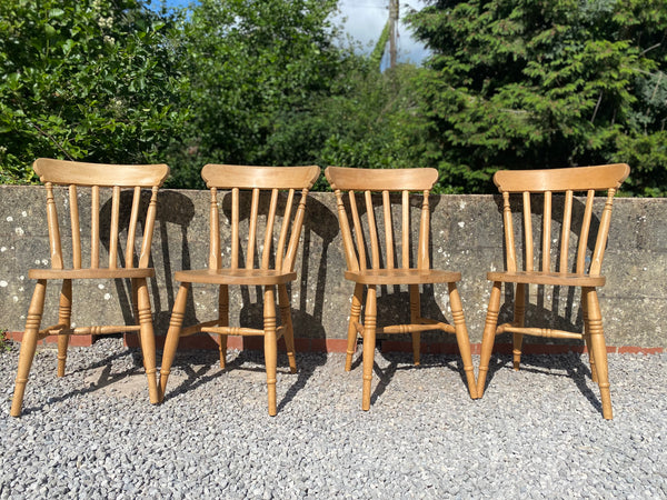 Four Farmhouse Pine Dining Chairs