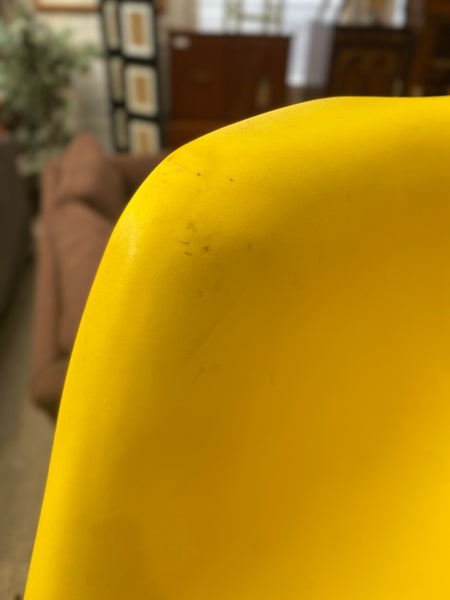 Eames Style Yellow Plastic Rocking Chair