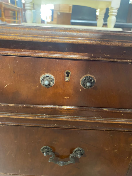 Red Leather top Captains Desk
