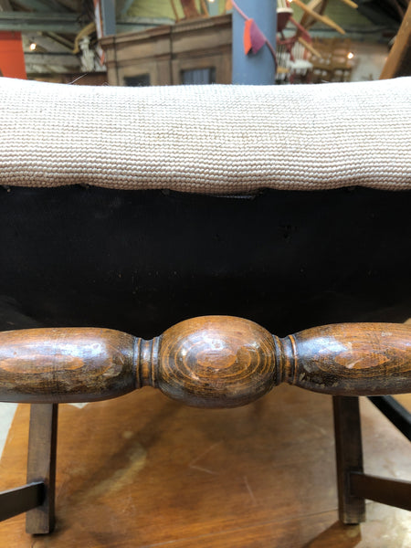 Antique Cane Back Needlepoint Seat Armchair