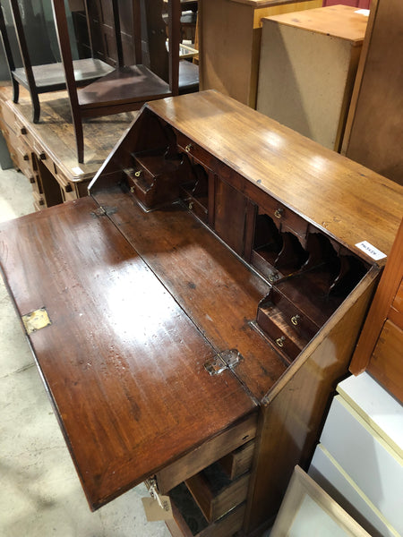 Vintage Oak Bureau with Polished Brass Hardware