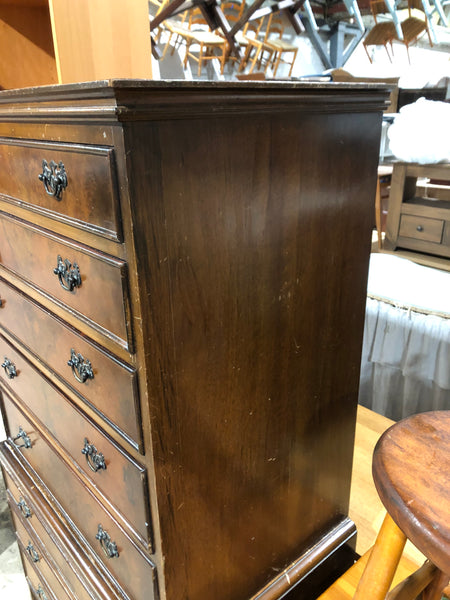 Antique Walnut Fronted Chest on Chest Tallboy