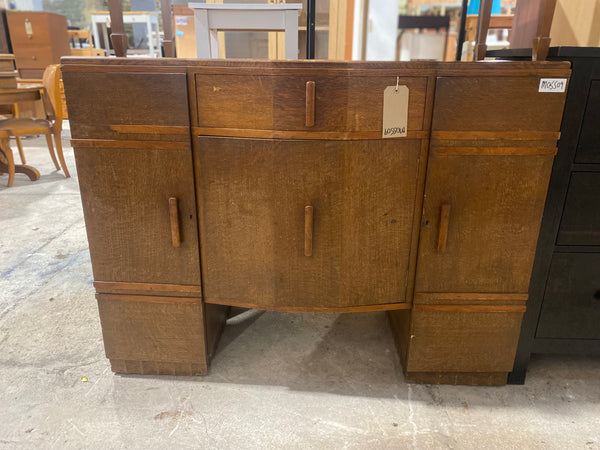 Oak Veneer Art Deco Compact Sideboard