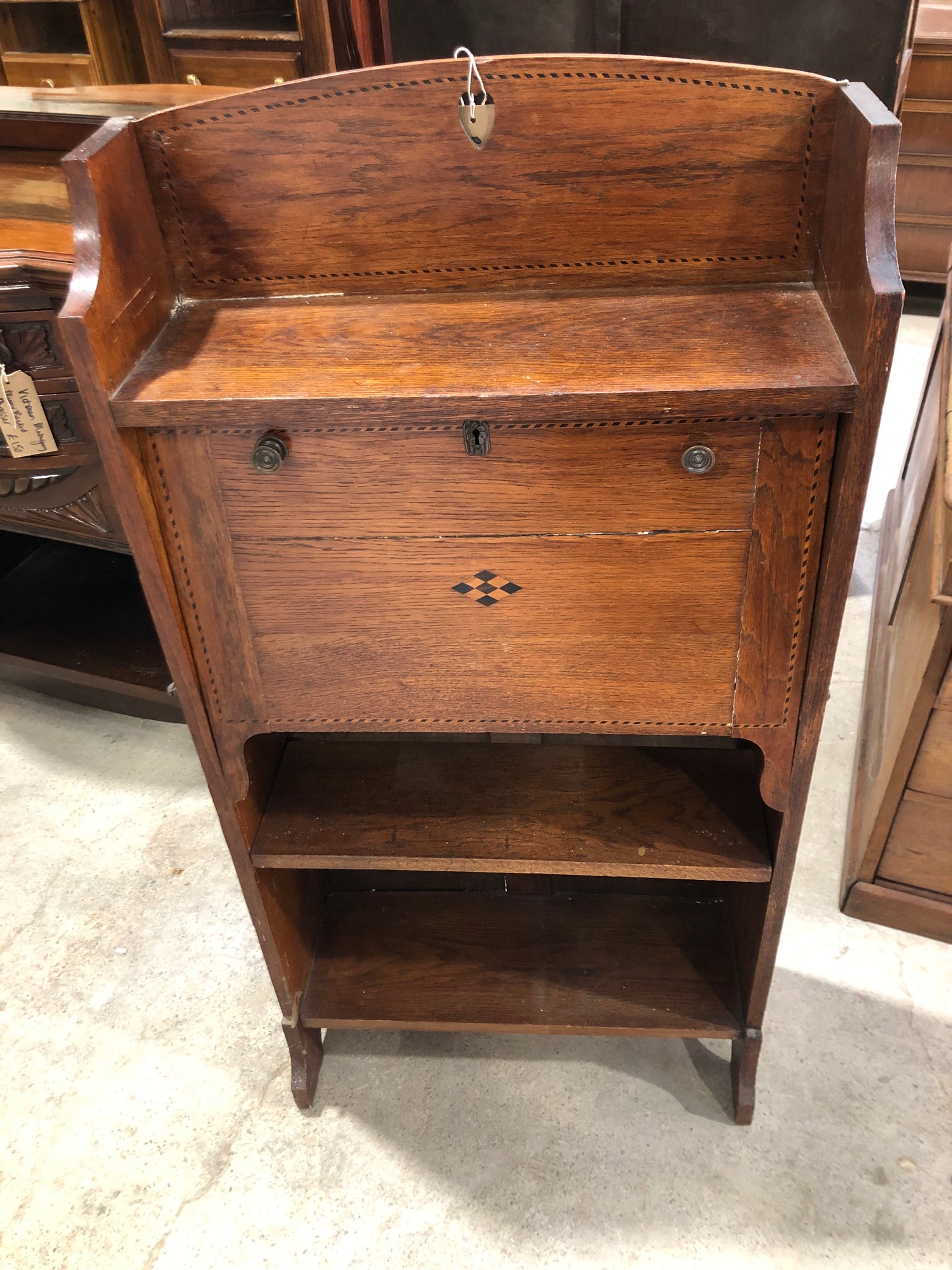 Antique Compact Bureau with Shelves