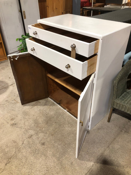 Vintage White Linen Cupboard With Drawers