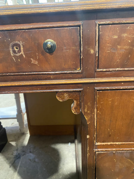 Red Leather top Captains Desk