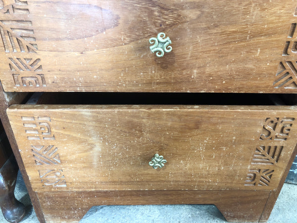 Indonesian Carved Mango Wood Slim Tallboy