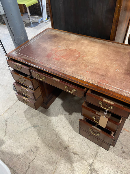 Vintage Leather Top Captains Desk