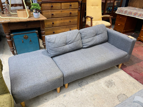 Contemporary Grey Chaise Longue & Footstool