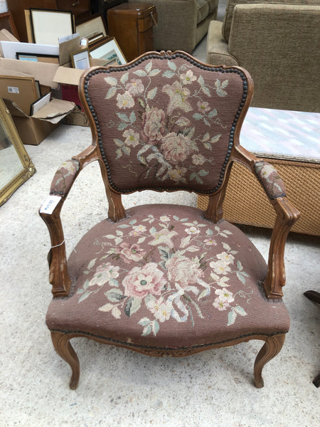 Louis XV Embroidered Pink Armchair GHC