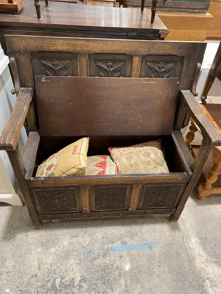 Antique Oak carved Monk’s Bench