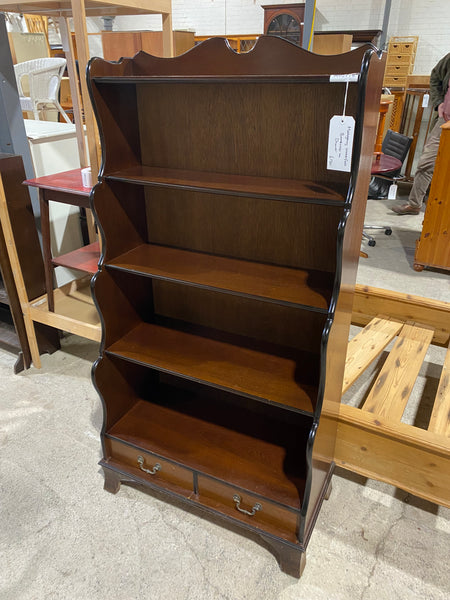 Mahogany Waterfall Bookcase with Drawers