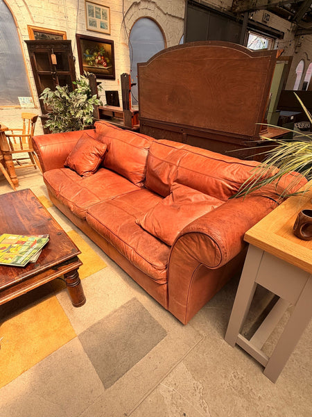 Brown Leather Two Seat Sofa