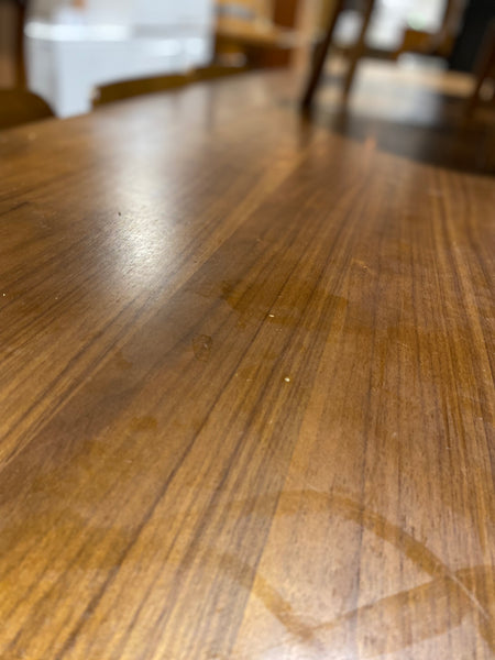 Large Retro Castlery Solid Walnut Dining Table & 6 Chairs