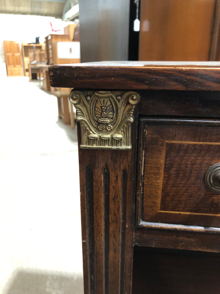 Vintage Inlaid Bookshelf with Shell and Brass Detail - GHC