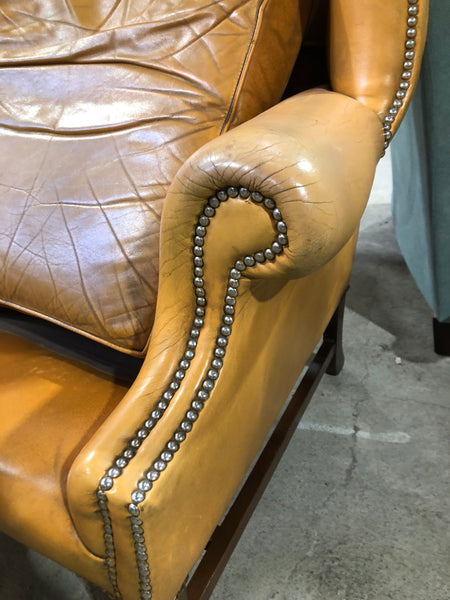 Soft Orange 1960’s Chesterfield Wingback Armchair