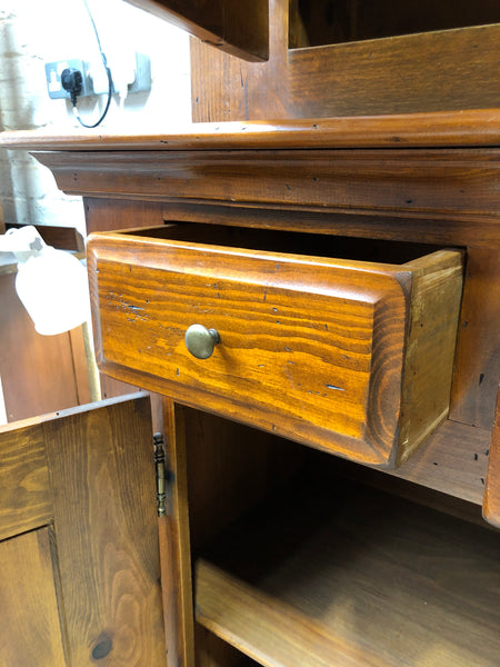 Solid Pine Two Part Step Back Cupboard