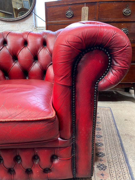 Oxblood Red Leather Chesterfield Armchair