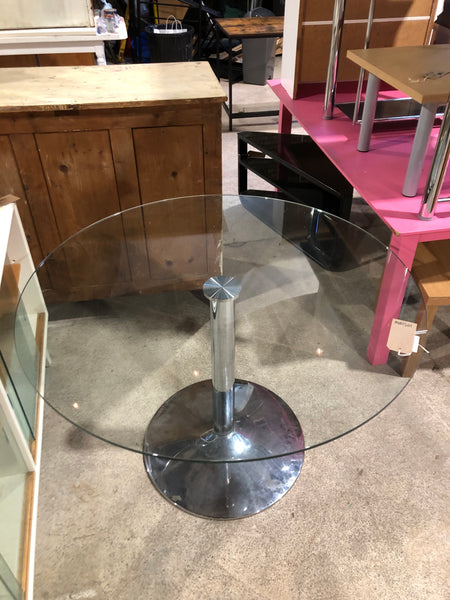 Circular Glass & Steel Dining Table
