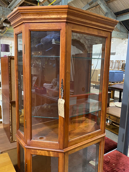 Tall Wooden Glass Display Cabinet