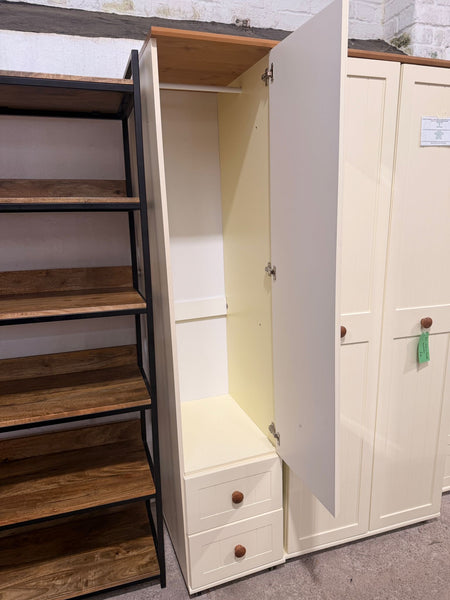 REF - Cream Single Wardrobe With Drawers