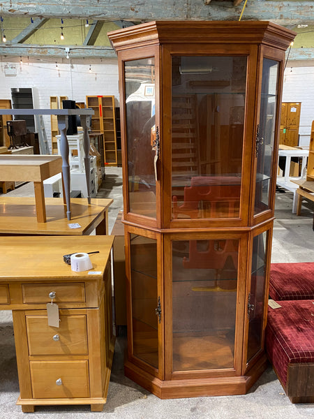 Tall Wooden Glass Display Cabinet