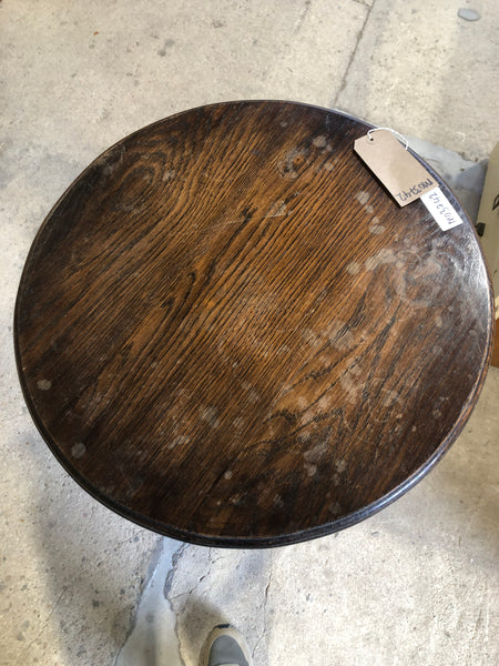 GHC - Antique Round Stained Oak Bar Table