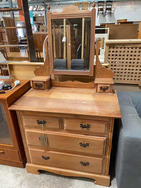 Pine Dresser Chest with Mirror