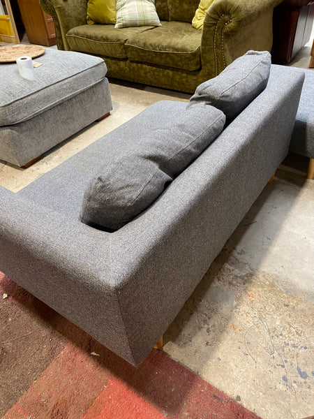 Contemporary Grey Chaise Longue & Footstool