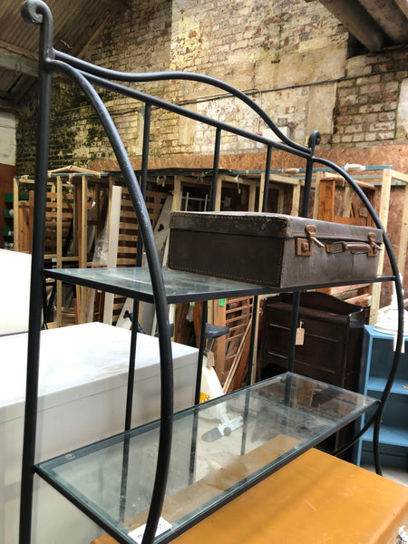 Tall Metal & Glass Shelving Unit