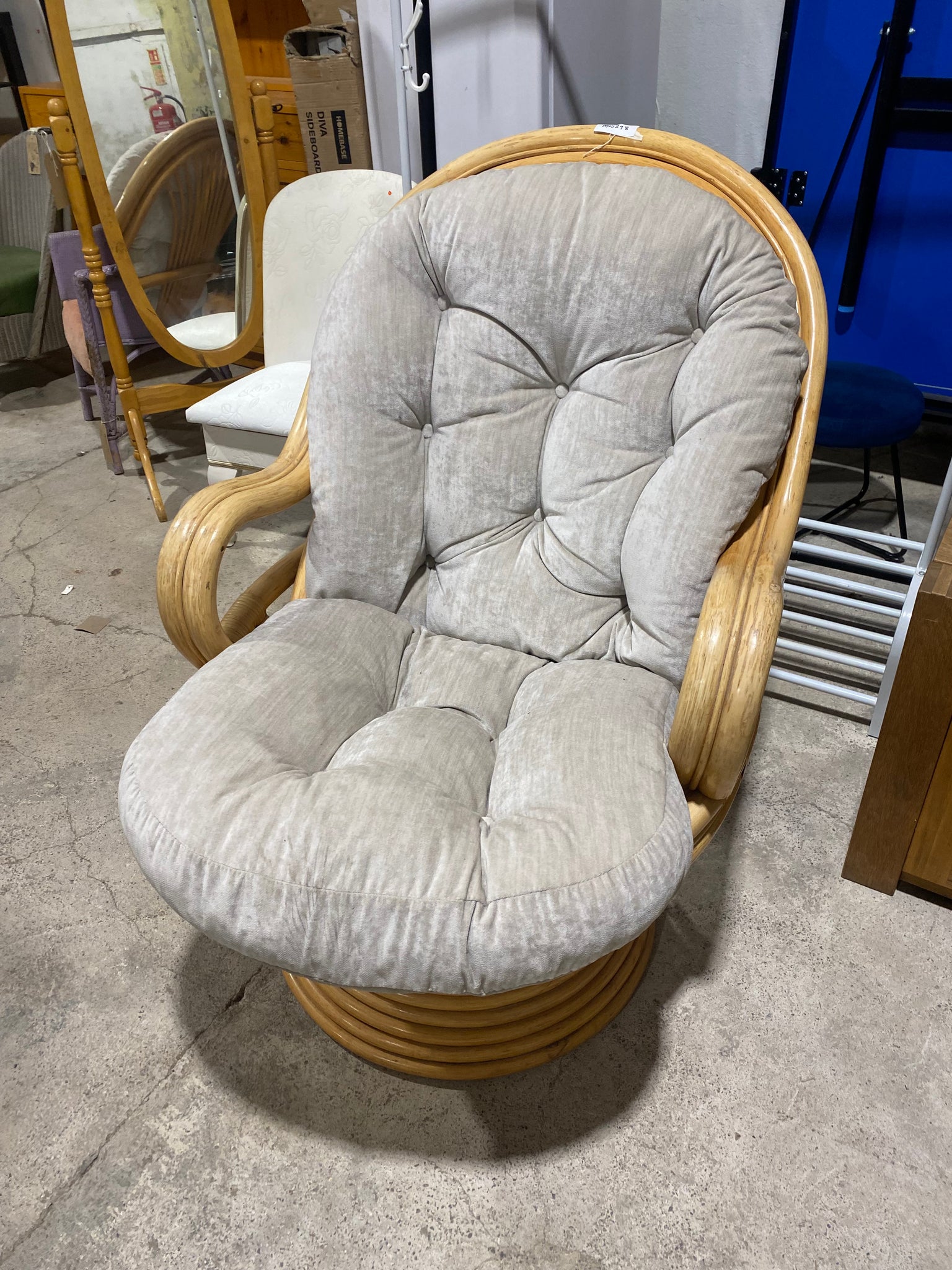 Cane Swivel Rocker Chair