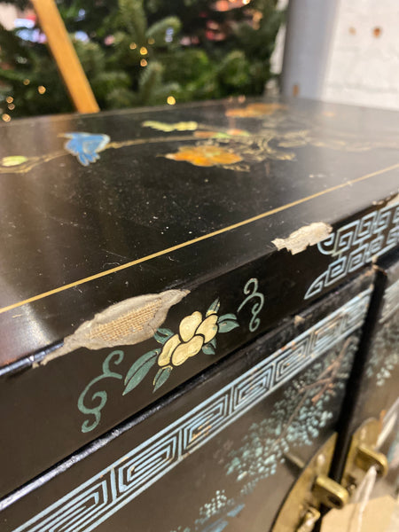 Chinese Mother of Pearl Black Lacquer Medicine Cabinet