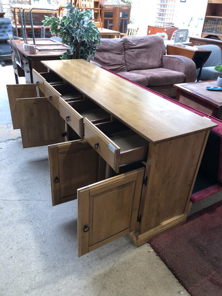 Large Golden Oak 4 Door Sideboard