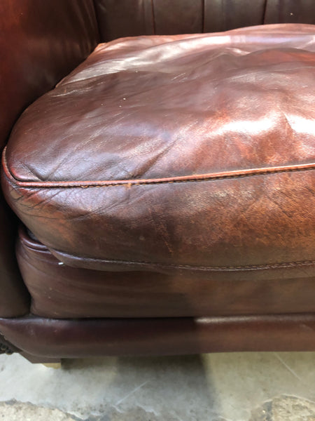 Oxblood Leather Buttonback Armchair