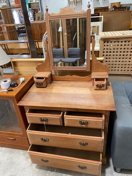 Pine Dresser Chest with Mirror
