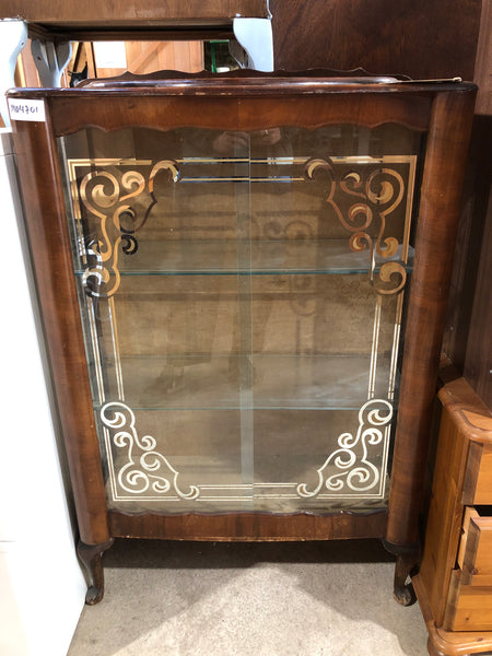 Vintage Glass Display Cabinet With Two Shelves