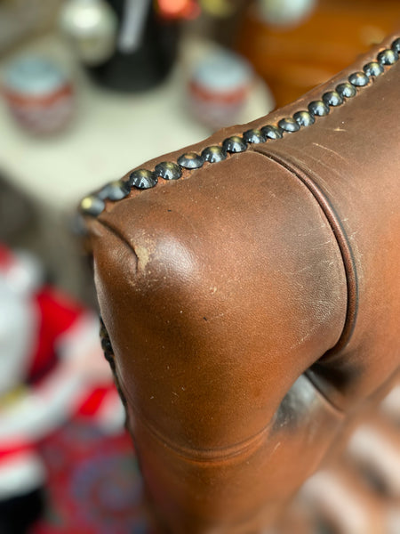 Faux Leather Buttonback Armchair