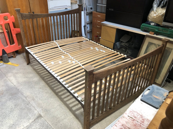 Oak Double Bedframe on Castors