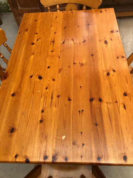 REF - Pine Dining Table & 4 Chairs