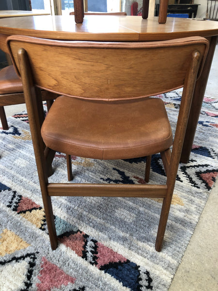 Mid Century Teak & Leather Look Dining Chairs - GHC