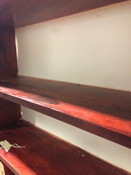 Tall Red Stained Bookshelf
